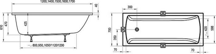 Акриловая ванна Ravak Classic II 150x70 CC31000000, белый