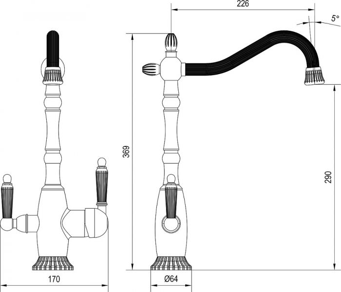 Смеситель Zorg Sanitary ZR 349 YF BR для кухонной мойки