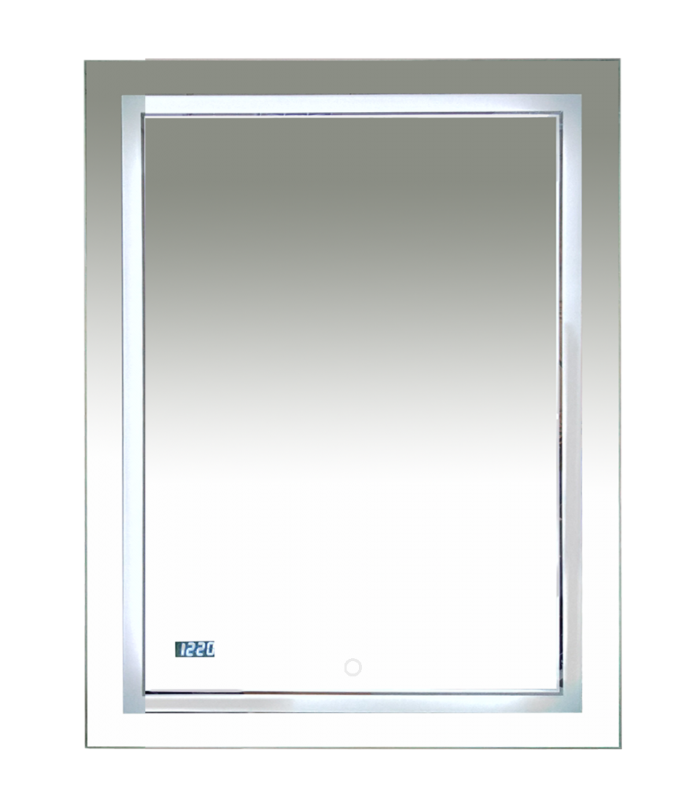 Зеркало LED 600х800 Misty 2 Неон П-Нео060080-2ПРСЧДВП, сенсор на зеркале + часы