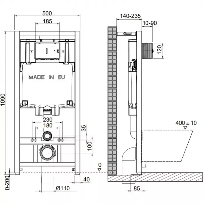 Комплект инсталляция OLI 80 Eco с унитазом Point Меркурий PN41831, сиденье микролифт, клавиша OLI Slim, цвет черный, 886914SLO3+PN41831