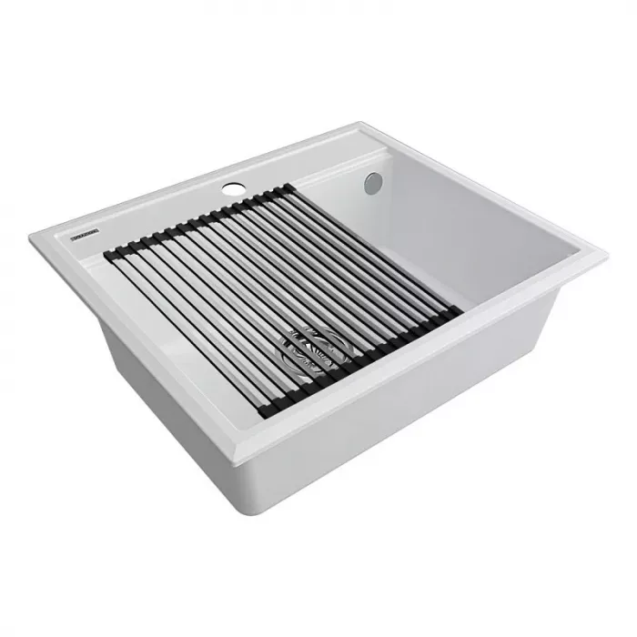Кухонная мойка Paulmark Stepia PM115951-WH+R375-BS белый