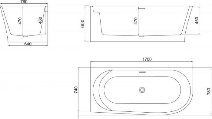 Акриловая ванна BelBagno 170х78 BB410-1700-780-L