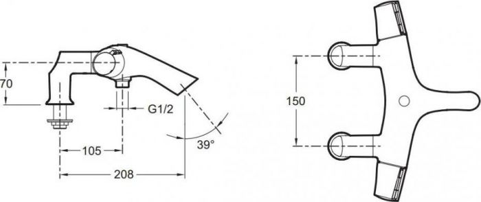Смеситель термостатический для ванны Jacob Delafon Symbol E71685-CP