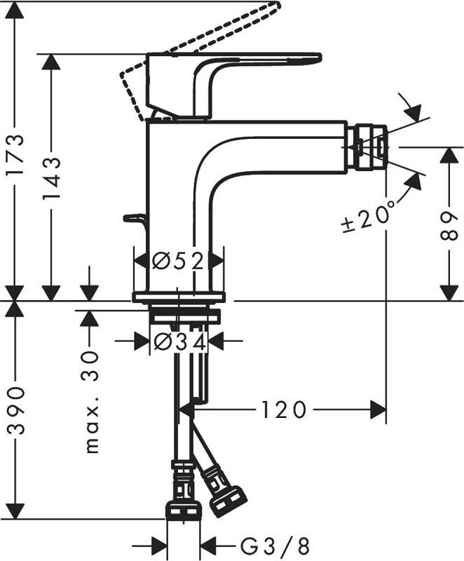 Смеситель для биде Hansgrohe Rebris S 72212670, черный матовый