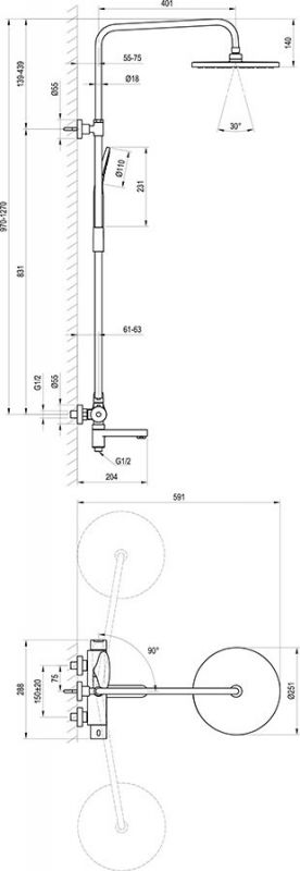 Душевая стойка Ravak DS 092.00 X07P642, хром