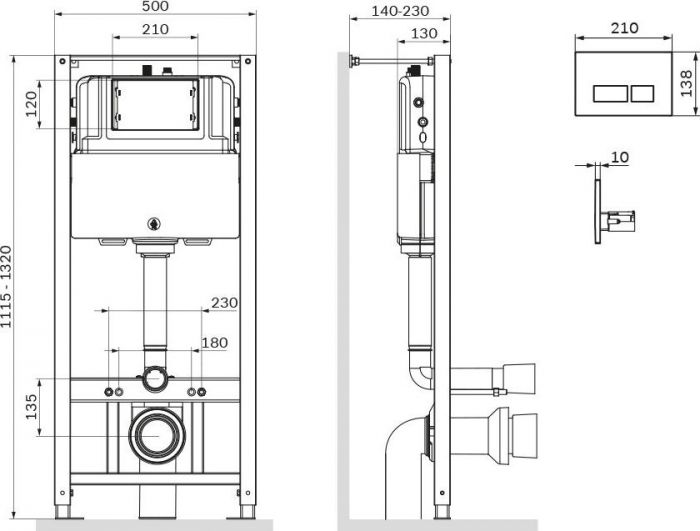 Инсталляция для унитаза AM.PM Pro I012704.7038 с черной клавишей смыва