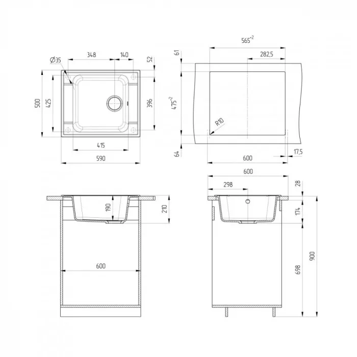 Кухонная мойка Ulgran U-604 U-604-331 белый