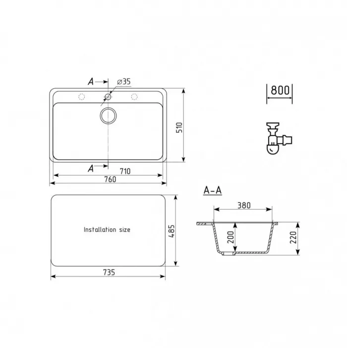 Кухонная мойка Ulgran U-600 U-600-344 черный