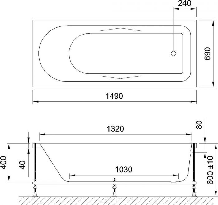 Акриловая ванна Royal Bath TUDOR SENOSAN 150x70