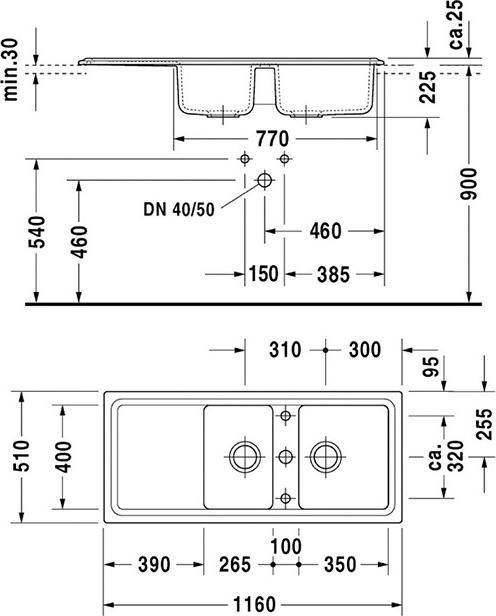 Кухонная мойка Duravit Cassia 116 7513111600, серый