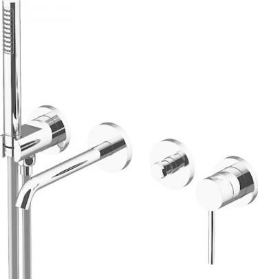 Смеситель для ванны Gattoni Circle Two 9105/91BO с ручным душем, белый матовый