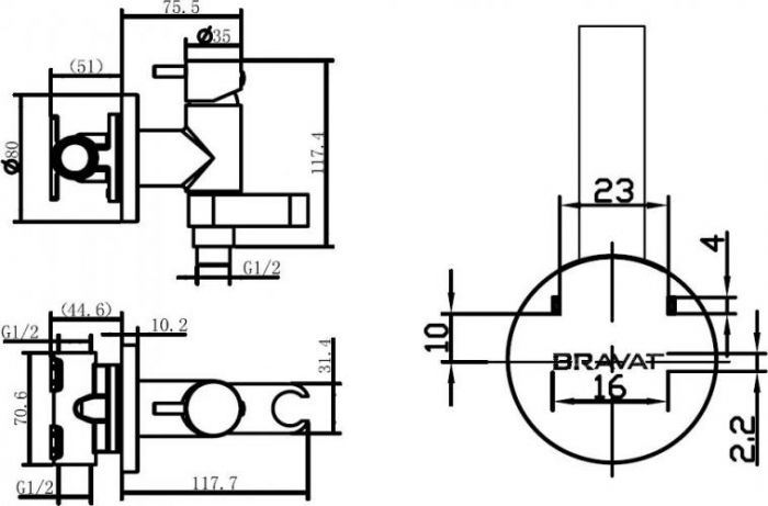 Смеситель с гигиеническим душем Bravat Eler D9137BM-RUS, черный