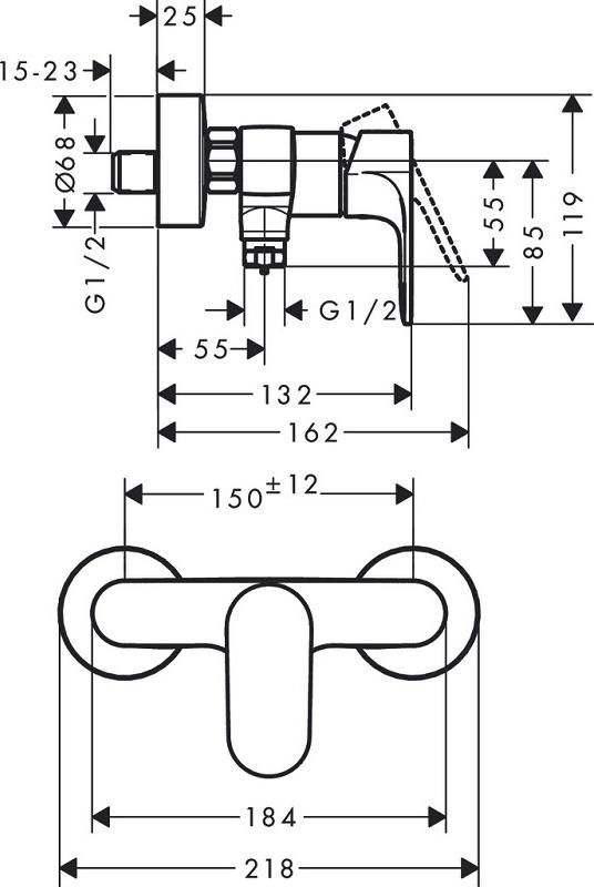 Смеситель для душа Hansgrohe Rebris S 72640000, хром