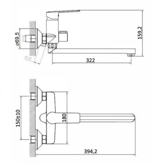 Смеситель для ванны с душем Agger Clean A2421100 хром