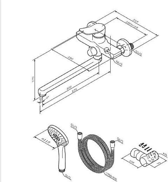 Смеситель для ванны с душем Am.Pm X-Joy F85A95000, хром