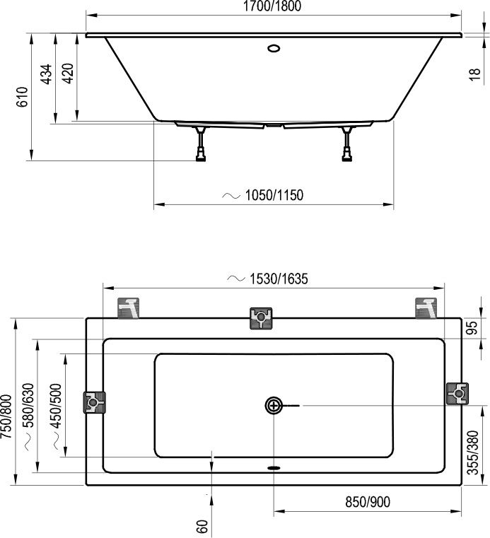 Акриловая ванна Ravak Formy 01 Slim 170x75 C691300000, белый