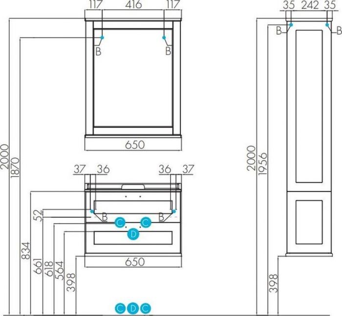 Тумба с раковиной Aquaton Леон 65 1A1870K0LBPR0, дуб бежевый