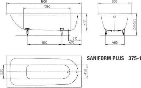 Стальная ванна Kaldewei Advantage 180x80 mod. 375-1 112830000001 с покрытием Anti-Slip
