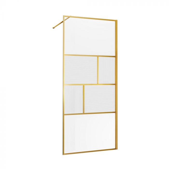 Душевая перегородка Vincea Walk-In HC Art VSW-1HC100CFBG 100 см, брашированное золото, стекло прозрачное/рифленое