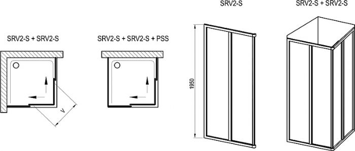 Душевая дверь Ravak Supernova SRV2-100 195 S 14VA03O2Z1, профиль черный, стекло transparent
