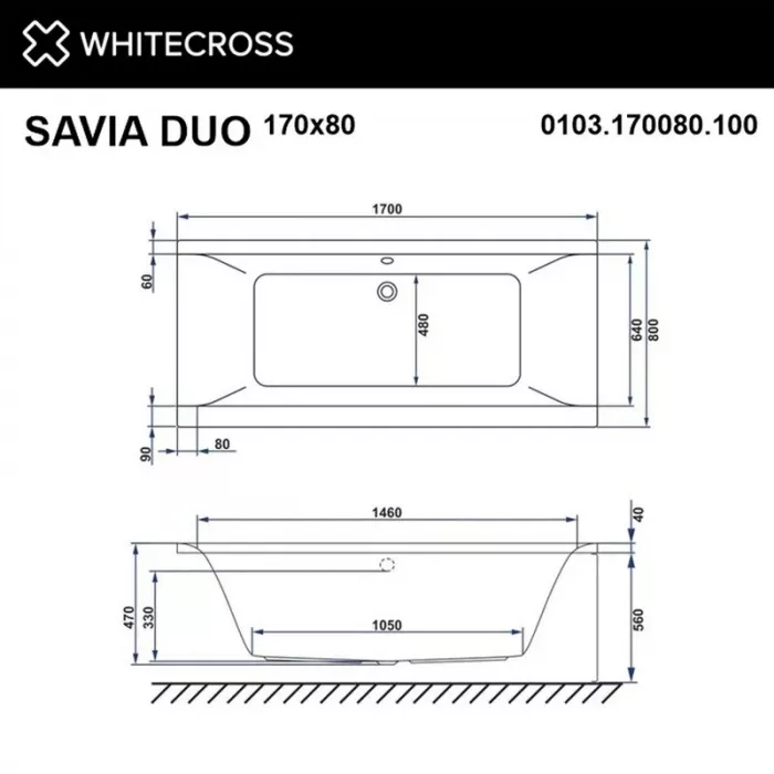 Акриловая ванна Whitecross Savia Duo 170х80 0103.170080.100.ULTRA.CR белый