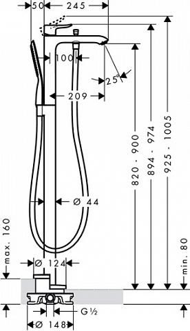 Смеситель для ванны Hansgrohe Metris 31471000