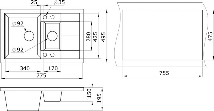 Кухонная мойка Paulmark Feste PM237850-WH белый