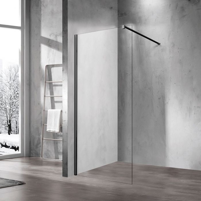 Душевая перегородка Vincea Walk-In VSW-1H900CLB, стекло прозрачное, профиль чёрный матовый