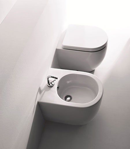 Биде напольное приставное Kerasan Flo 312201*1, белый