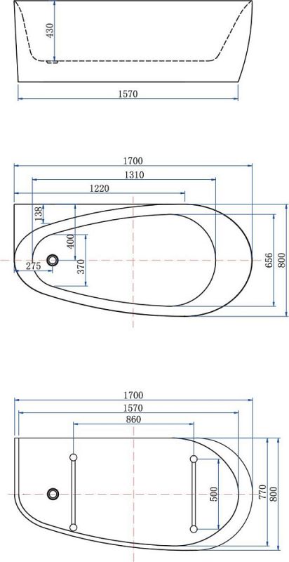 Акриловая ванна Allen Brau Priority 170x80 2.31002.21, белый матовый