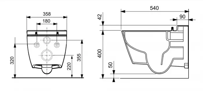 Инсталляция TECE Base 9400413.WC2 с безободковым унитазом TECEone с кнопкой смыва TECEnow, белый