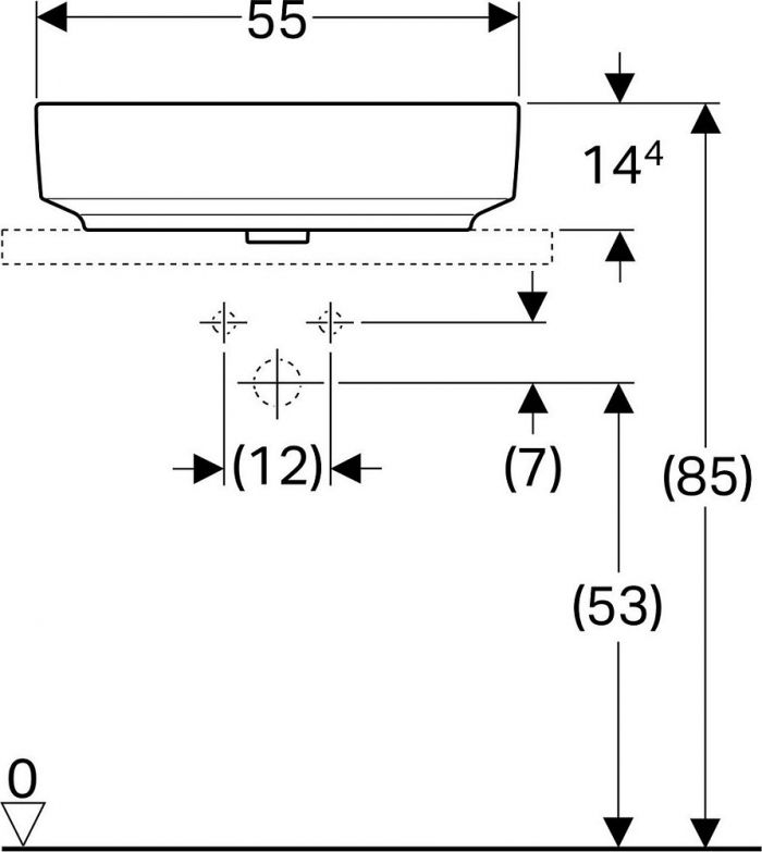 Раковина накладная 40x55 см Geberit VariForm 500.774.01.2 без отверстия перелива, белый