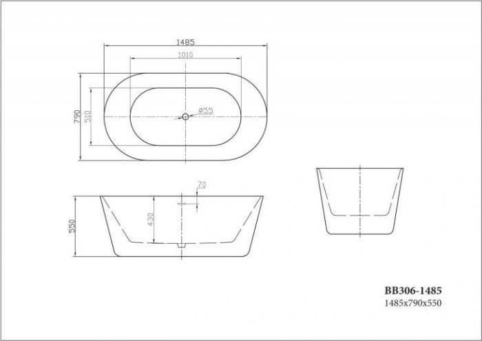 Акриловая ванна BelBagno 149х79 BB306-1485