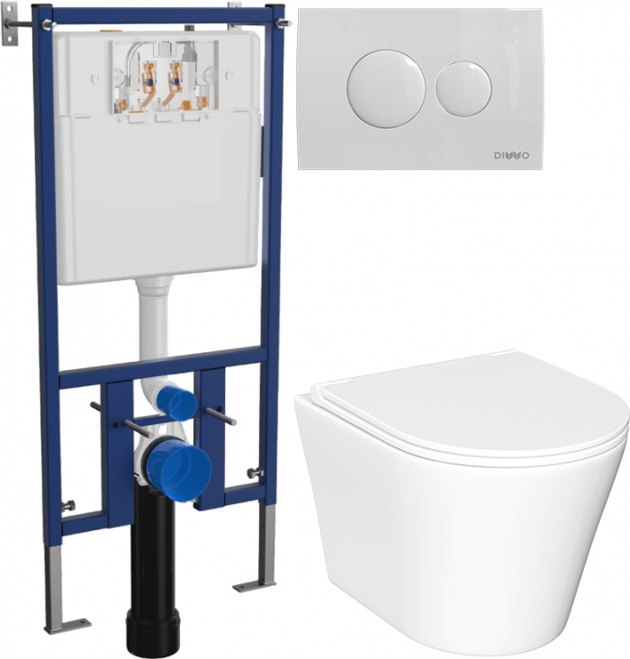 Комплект Унитаз подвесной Ceramicanova Forma CN3011 с микролифтом + Инсталляция DIWO + Кнопка 7310 белая