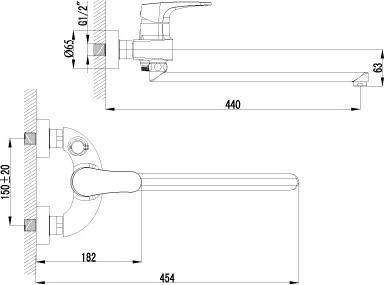 Смеситель для ванны Lemark Shift LM4317C универсальный