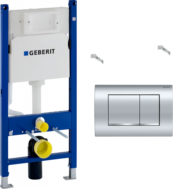 Инсталляция для подвесного унитаза Geberit Duofix Delta 458.163.21.1 с кнопкой смыва хром