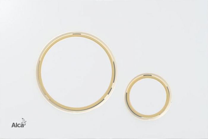 Кнопка смыва AlcaPlast THIN M775, белый/золото