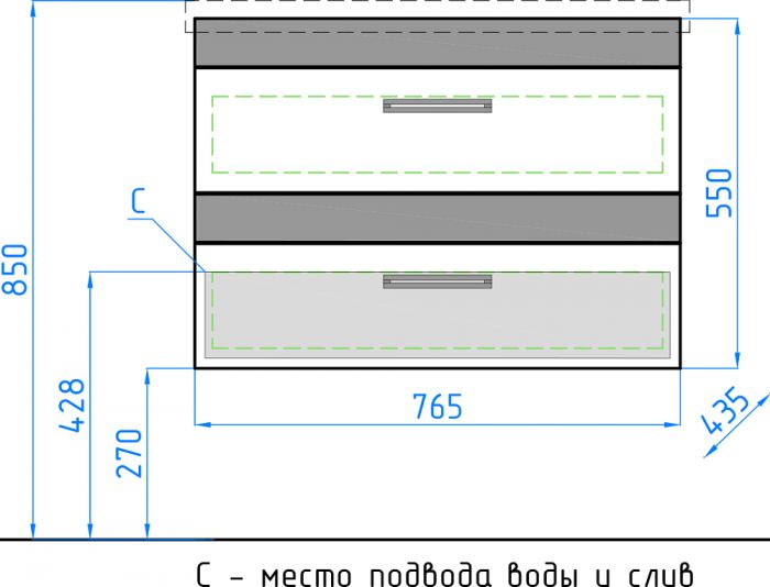 Тумба с раковиной Style Line Сакура 80 Люкс Plus белая венге