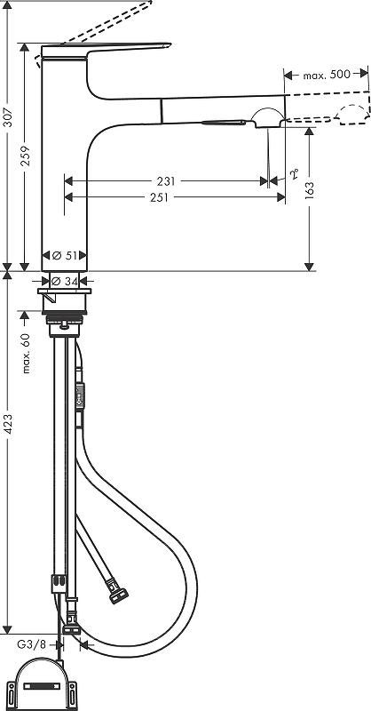 Смеситель для кухни Hansgrohe Zesis M33 160 2jet sBox lite 74804670, черный матовый
