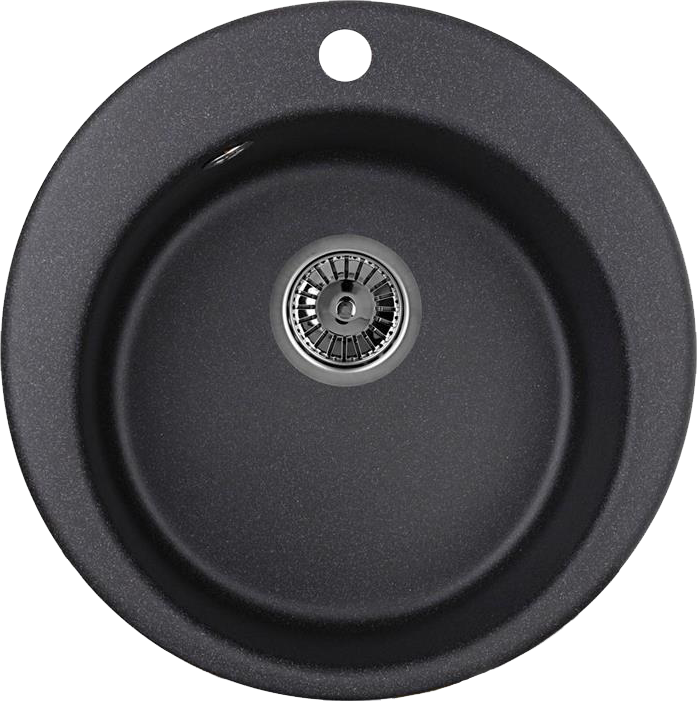 Мойка кухонная Domaci Солерно DMQ-1475.C морион, черная, 37х37 см, круглая, кварцевая, встраиваемая