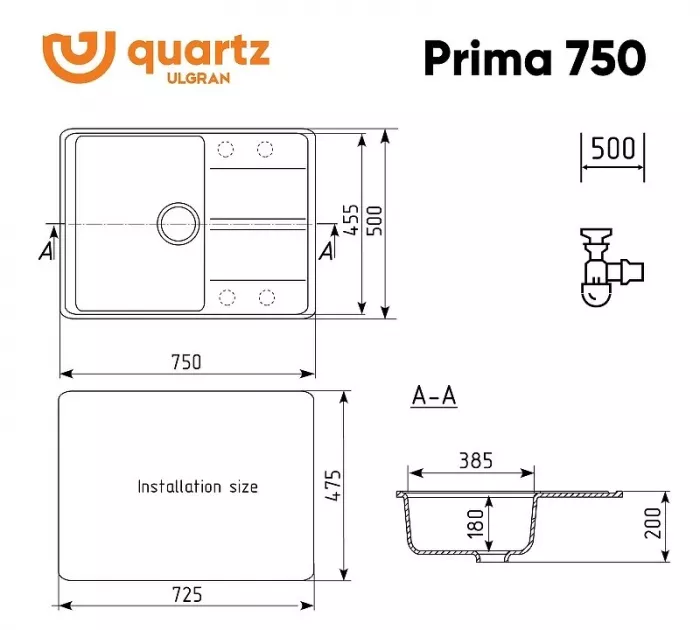 Кухонная мойка Ulgran Quartz Prima Prima 750-06 коричневый