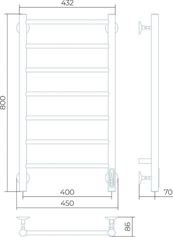Полотенцесушитель электрический Larusso Джаз П7 40x80 4670078536358, хром