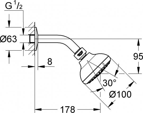 Верхний душ GROHE New Tempesta 100 III 26088001