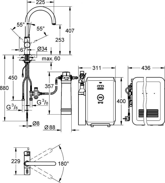Смеситель для кухонной мойки Grohe Blue 31323001