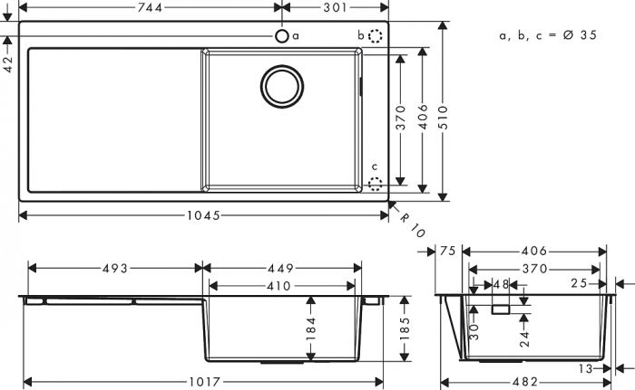 Кухонная мойка Hansgrohe S71 S715-F450 43306800