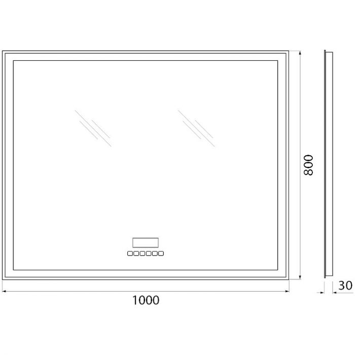 Зеркало BelBagno SPC-GRT-1000-800-LED-TCH-RAD 100 см, с подсветкой и сенсорным выключателем