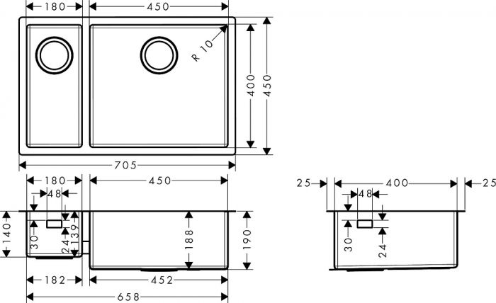 Кухонная мойка Hansgrohe S71 S719-U655 43429800
