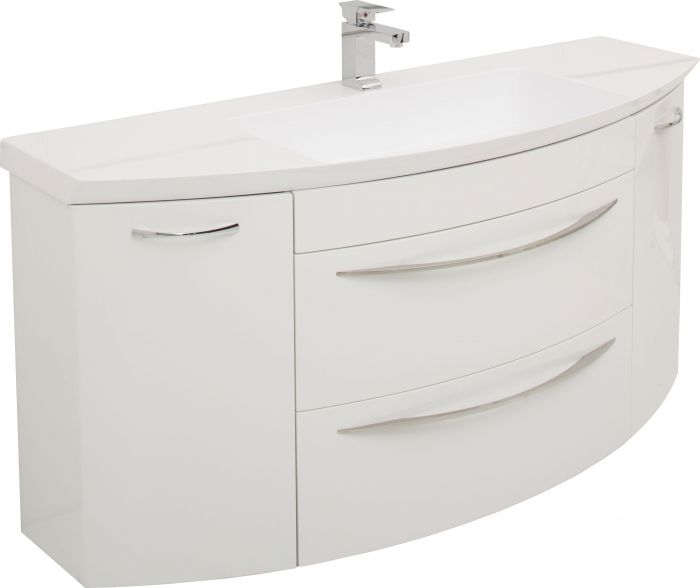 Тумба с раковиной De Aqua Лонг 140 белая