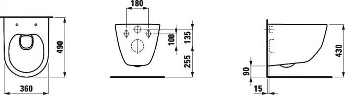 Подвесной унитаз Laufen Pro Rimless 8.2096.5.000.000.1 укороченный безободковый
