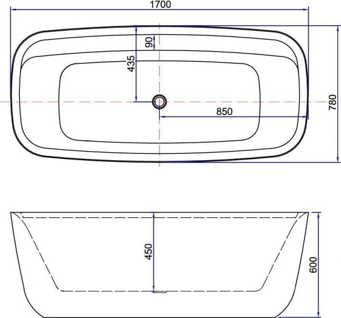 Акриловая ванна Aquanet Family Fine 170x78 95778-MW, белый матовый
